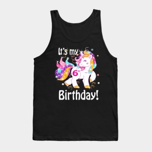 Kids Its My 6Th Birthday Unicorn Tank Top